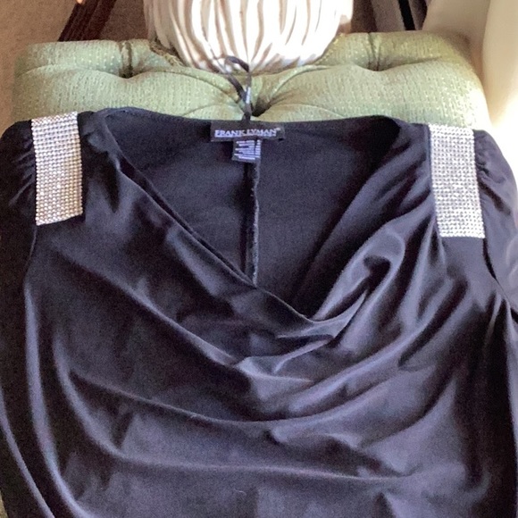 Ladies USA Sz. 8 Black Slip On Dress. Label Frank Lyman Design.  Made In Canada. - Picture 15 of 16